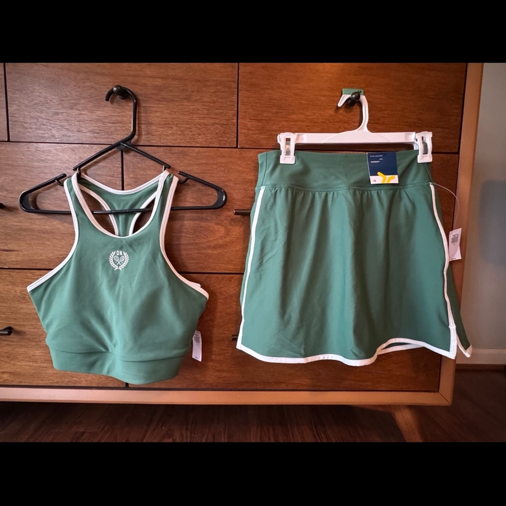 Green Athletic Tank and Skirt Set